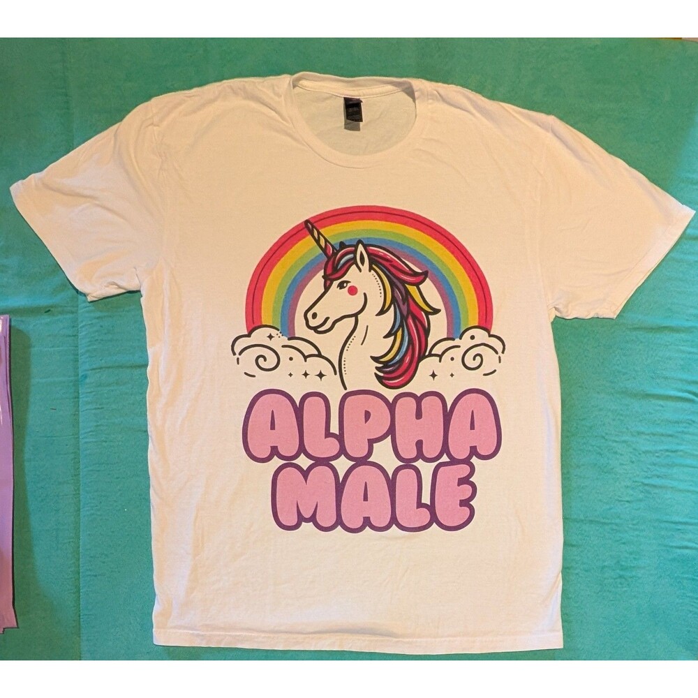 Rainbow unicorn alpha male tshirt